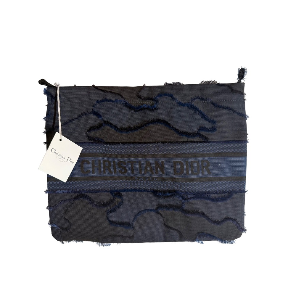 Christian Dior 2019 Maria Grazia Chiuri Blue Canvas Camouflage Logo Bag NWT